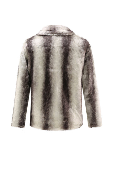 Piel sintética para hombre ajustada con solapa estampada blanca